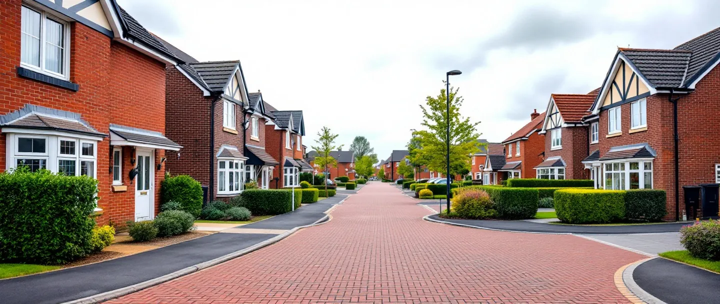 Block paved driveways along a residential street in Milton Keynes
